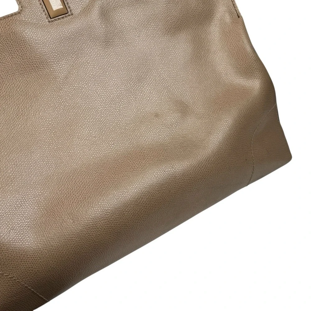 Furla Top Handle Handbag Italian Leather Purse Taupe‎ Cream Brown